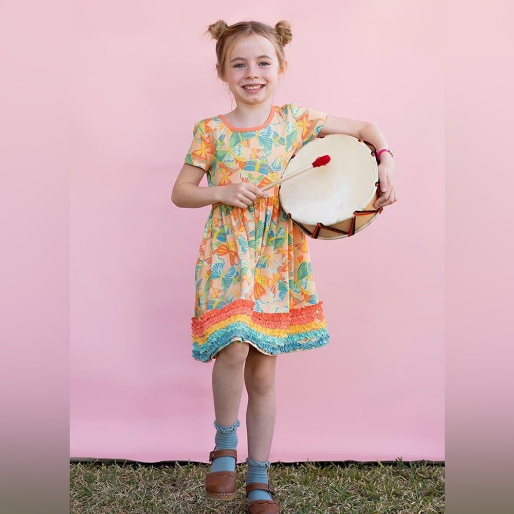 Matilda Jane Colorful Butterfly Print Kids Dress